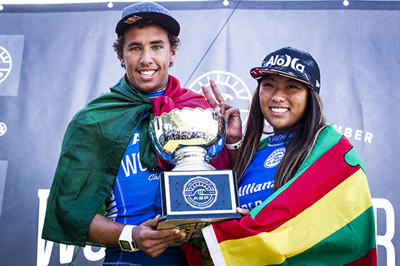 Vasco Ribeiro and Mahina Maeda, 2014 ASP World Junior Champions
Image: ASP/Poullenot