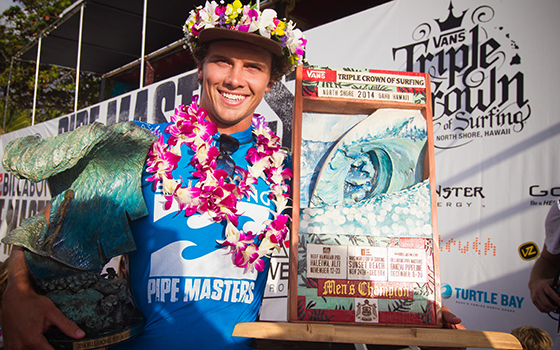Julian Wilson (AUS) has won the Billabong Pipe Masters and Vans Triple Crown of Surfing. Image: ASP / Laurent Masurel
